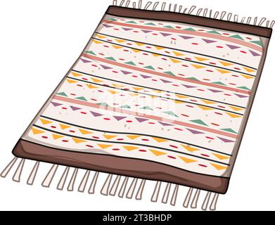 distressed boho rug cartoon vector illustration Stock Vector