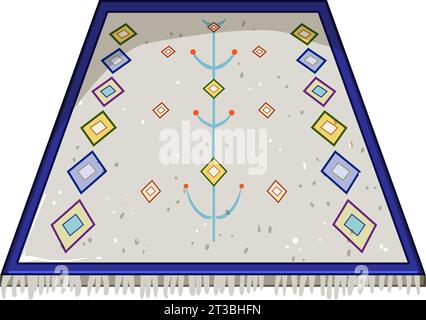 kilim boho rug cartoon vector illustration Stock Vector