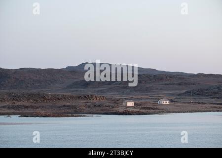 Canada, Nunavut, Northwest Passage, transiting the Bellot Strait, Fort Ross. Hudson's Bay Company buildings. Stock Photo