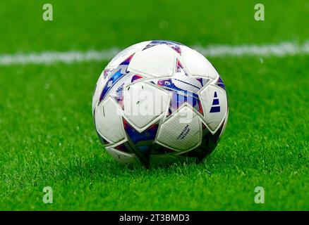 Milano, Italy. 24th Oct, 2023. The match ball from Adidas is ready for the UEFA Champions League match between Inter and FC Salzburg at Giuseppe Meazza in Milano. (Photo Credit: Gonzales Photo/Alamy Live News Stock Photo