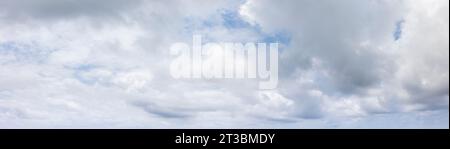 Panoramic grey sky with small blue sky patches Stock Photo