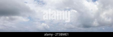 Panoramic grey sky with small blue sky patches Stock Photo
