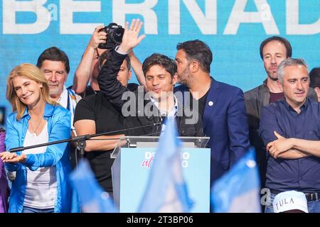 October 22, 2023, City of Buenos Aires, City of Buenos Aires, Argentina: INT. WorldNews. October 22, 2023. City of Buenos Aires, Argentina.- Elected Governor of Buenos Aires Province of Union Por La Patria coalition, Axel Kicillof, greets to his fans and confirms winning governor elections, on October 22, 2023, at the coalition bunker in the City of Buenos Aires, Argentina. (Credit Image: © Julieta Ferrario/ZUMA Press Wire) EDITORIAL USAGE ONLY! Not for Commercial USAGE! Stock Photo