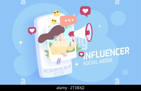 Social media influencer concept, vector illustration Stock Vector
