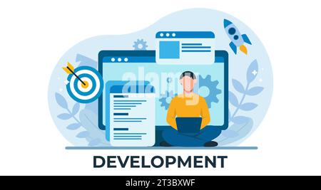 Self development and work in progress concept Stock Vector
