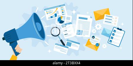 Marketing, advertisement, financial statements and analysis concept Stock Vector
