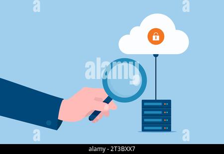 Cloud service and data protection surveillance concept Stock Vector