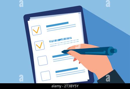 Vector of a man filling out an application form Stock Vector