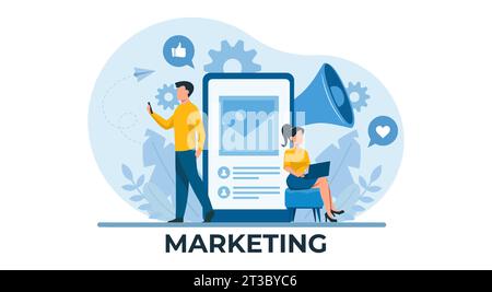 Digital content and social media marketing concept Stock Vector