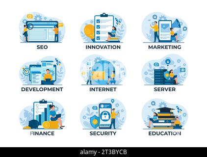 Concept of marketing online business education, building a success and modern secure communication Stock Vector