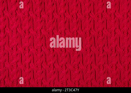 Abstract minimal vinous knitted background. Close-up of a knitted blanket. Copy space Stock Photo