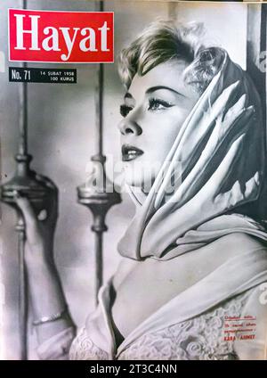 HAYAT Turkish magazine cover 1958 with Carole Lesley Stock Photo