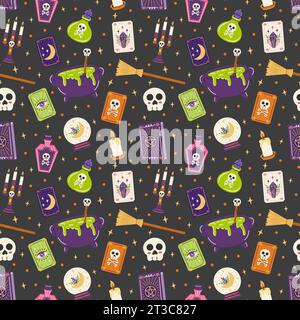 Halloween Basic Witch Pack Seamless Pattern Design Stock Photo