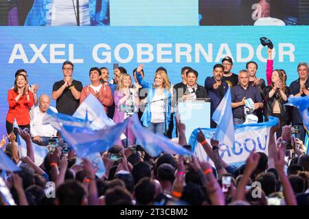 October 22, 2023, City of Buenos Aires, City of Buenos Aires, Argentina: INT. WorldNews. October 22, 2023. City of Buenos Aires, Argentina.- Elected Governor of Buenos Aires Province of Union Por La Patria coalition, Axel Kicillof, greets to his fans and confirms winning governor elections, on October 22, 2023, at the coalition bunker in the City of Buenos Aires, Argentina. (Credit Image: © Julieta Ferrario/ZUMA Press Wire) EDITORIAL USAGE ONLY! Not for Commercial USAGE! Stock Photo