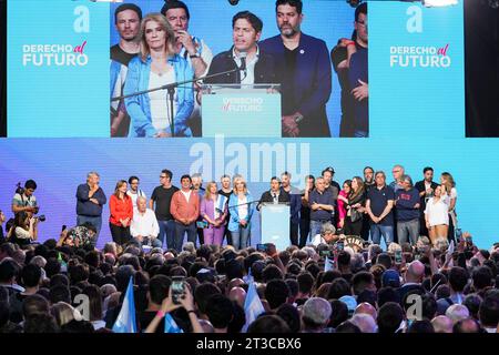 October 22, 2023, City of Buenos Aires, City of Buenos Aires, Argentina: INT. WorldNews. October 22, 2023. City of Buenos Aires, Argentina.- Elected Governor of Buenos Aires Province of Union Por La Patria coalition, Axel Kicillof, greets to his fans and confirms winning governor elections, on October 22, 2023, at the coalition bunker in the City of Buenos Aires, Argentina. (Credit Image: © Julieta Ferrario/ZUMA Press Wire) EDITORIAL USAGE ONLY! Not for Commercial USAGE! Stock Photo