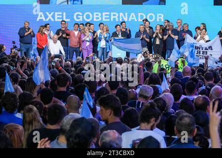 October 22, 2023, City of Buenos Aires, City of Buenos Aires, Argentina: INT. WorldNews. October 22, 2023. City of Buenos Aires, Argentina.- Elected Governor of Buenos Aires Province of Union Por La Patria coalition, Axel Kicillof, greets to his fans and confirms winning governor elections, on October 22, 2023, at the coalition bunker in the City of Buenos Aires, Argentina. (Credit Image: © Julieta Ferrario/ZUMA Press Wire) EDITORIAL USAGE ONLY! Not for Commercial USAGE! Stock Photo