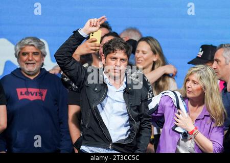 October 22, 2023, City of Buenos Aires, City of Buenos Aires, Argentina: INT. WorldNews. October 22, 2023. City of Buenos Aires, Argentina.- Elected Governor of Buenos Aires Province of Union Por La Patria coalition, Axel Kicillof, greets to his fans and confirms winning governor elections, on October 22, 2023, at the coalition bunker in the City of Buenos Aires, Argentina. (Credit Image: © Julieta Ferrario/ZUMA Press Wire) EDITORIAL USAGE ONLY! Not for Commercial USAGE! Stock Photo