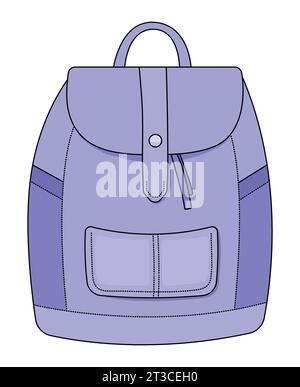 Cute simple blue backpack, vector color illustration Stock Vector