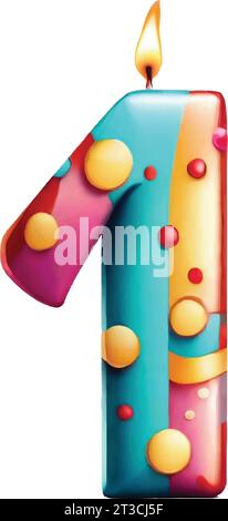 Number One For Birthday With Candle Vector Stock Vector
