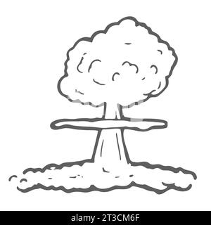 Doodle style nuclear mushroom cloud illustration in vector format suitable for web, print Stock Vector