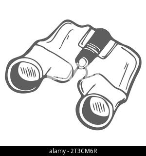 Tourist binoculars isolated on a white backgroun.long-range vision device, image intensifier optical device. Vector illustration Stock Vector