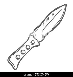 Army knife doodle vector icon. A military edged weapon or a camping knife. Stock Vector