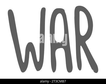 Word War with doodle illustration. Vector lettering with tanks, helicopters, soldiers and explosions. Stock Vector