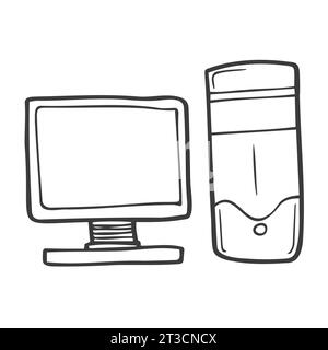 Hand Drawn PC Monitor Screen Vector Illustration Stock Vector