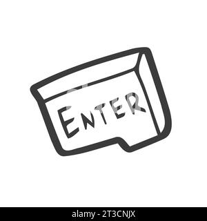 Enter Line Drawing Enter arrow key hand drawn doodle element. Sketch line style enter ...