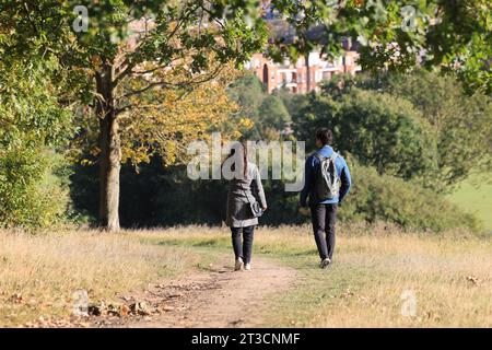 October weather on Hampstead Heath, in north London, UK Stock Photo