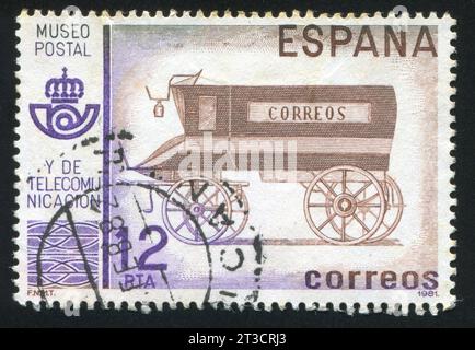 SPAIN - CIRCA 1981: stamp printed by Spain, shows Coach, circa 1981 Stock Photo