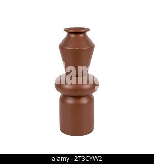 decorative ceramic brown vase isolated on white Stock Photo