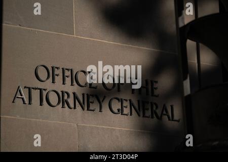 Washington, USA. 24th Oct, 2023. The Department of Justice is seen in Washington, DC, Tuesday, Oct. 24, 2023.(Photo by Nathan Howard/Sipa USA) Credit: Sipa USA/Alamy Live News Stock Photo