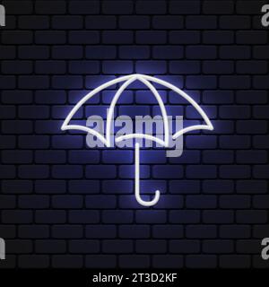 Umbrella neon icon for concept design. Vector illustration Stock Vector