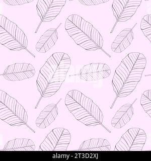 Seamless pattern with banana palm leaves. Vector hand drawn print for fabric, textile, background, wallpapers Stock Vector