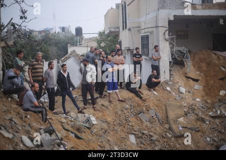 Gaza, Palestine. 24th Oct, 2023. A Palestinian Man Inspects The Damage ...