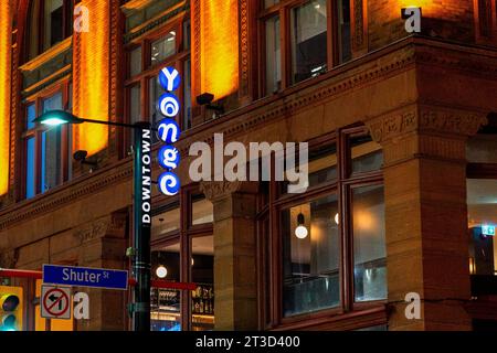 Toronto, ON, Canada - August 30, 2023: View at Yonge Street sign in Toronto. Yonge Street is a major arterial route in the Canadian province of Ontari Stock Photo