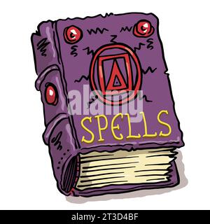 halloween spooky magic spell book cartoon doodle Stock Vector