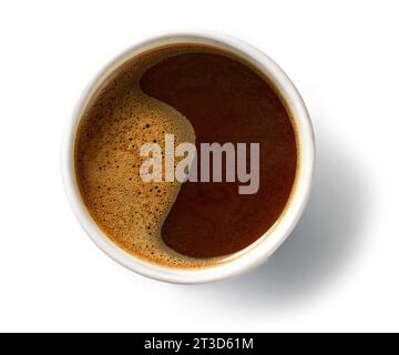 paper cup of take away coffee americano isolated on white background, top view Stock Photo