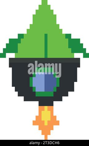 battle ship pixels green illustration vector isolated Stock Vector
