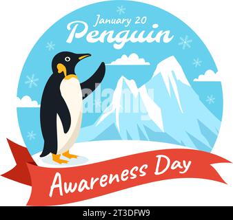 Penguin Awareness Day Vector Illustration on 20 January with Penguins and Iceberg to Conserve Animals in Flat Cartoon Background Design Stock Vector