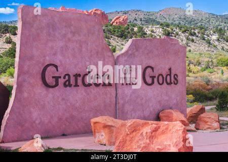 Garden of The Gods free public park at Colorado Springs, Colorado. This park has outstanding geological features and formations. Stock Photo