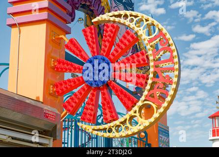 Luna Park “Scream Zone,” patterned after the original Luna Park, holds many of Coney Island’s newer rides. Stock Photo