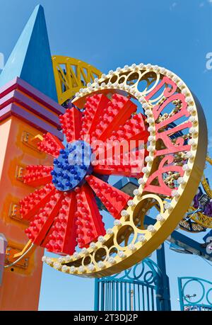 Luna Park “Scream Zone,” patterned after the original Luna Park, holds many of Coney Island’s newer rides. Stock Photo