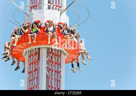 Luna Park “Scream Zone,” patterned after the original Luna Park, holds many of Coney Island’s newer rides. Stock Photo