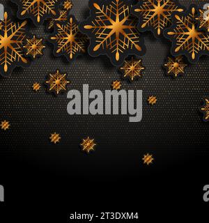 Black and luxury golden winter Christmas abstract vector background Stock Vector