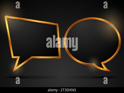 Shiny golden speech bubbles abstract vector design Stock Vector