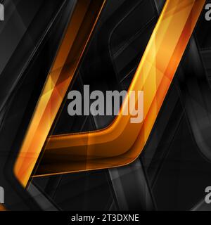Black glossy and luxury golden stripes. Geometric tech abstract modern background. Vector design Stock Vector