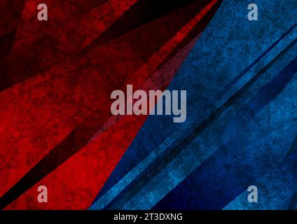 Contrast dark red and blue grunge stripes abstract background. Geometry vector design Stock Vector