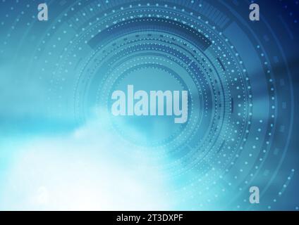 Technology futuristic abstract bright blue background with HUD gear. Vector design Stock Vector